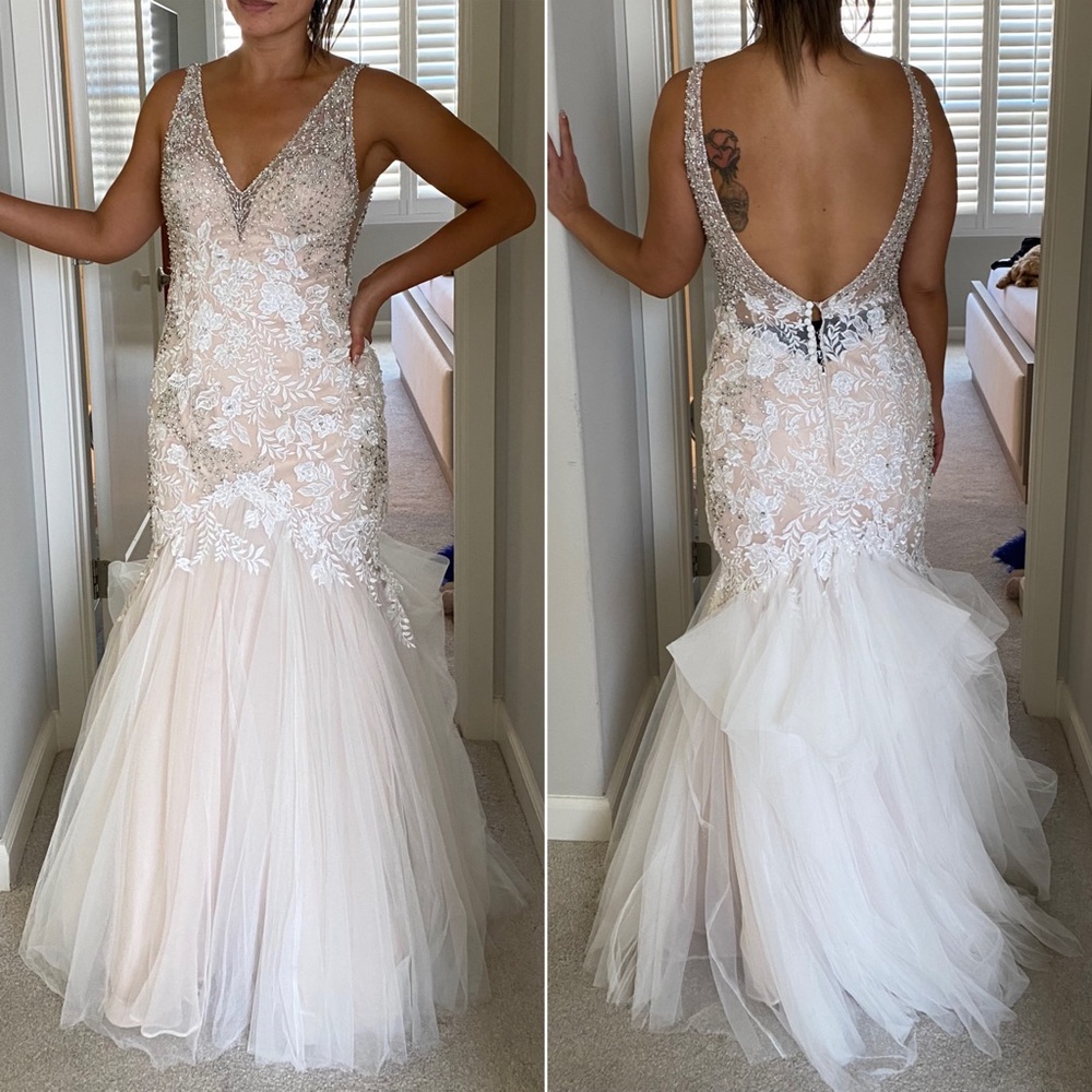 Sequins Mermaid Fishtail Tulle Wedding Dress